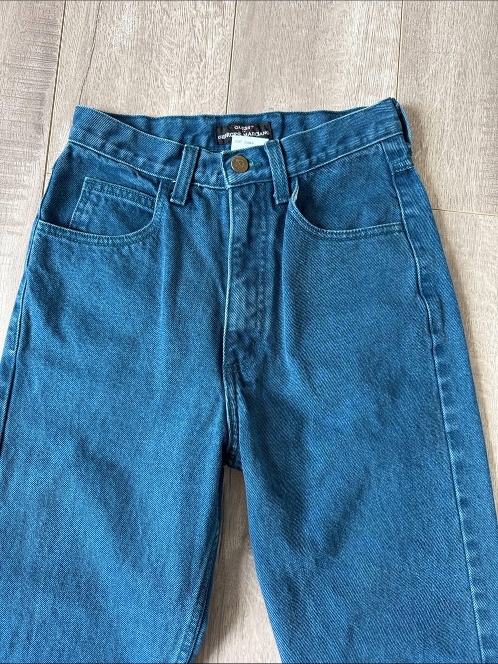 Vintage 90s Guess by Georges Marciano USA High Rise Mom Jeans Size 24 Teal Blue - Picture 6 of 7
